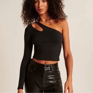 Abercrombie & Fitch Long Sleeve One- Shoulder Cutout Top
